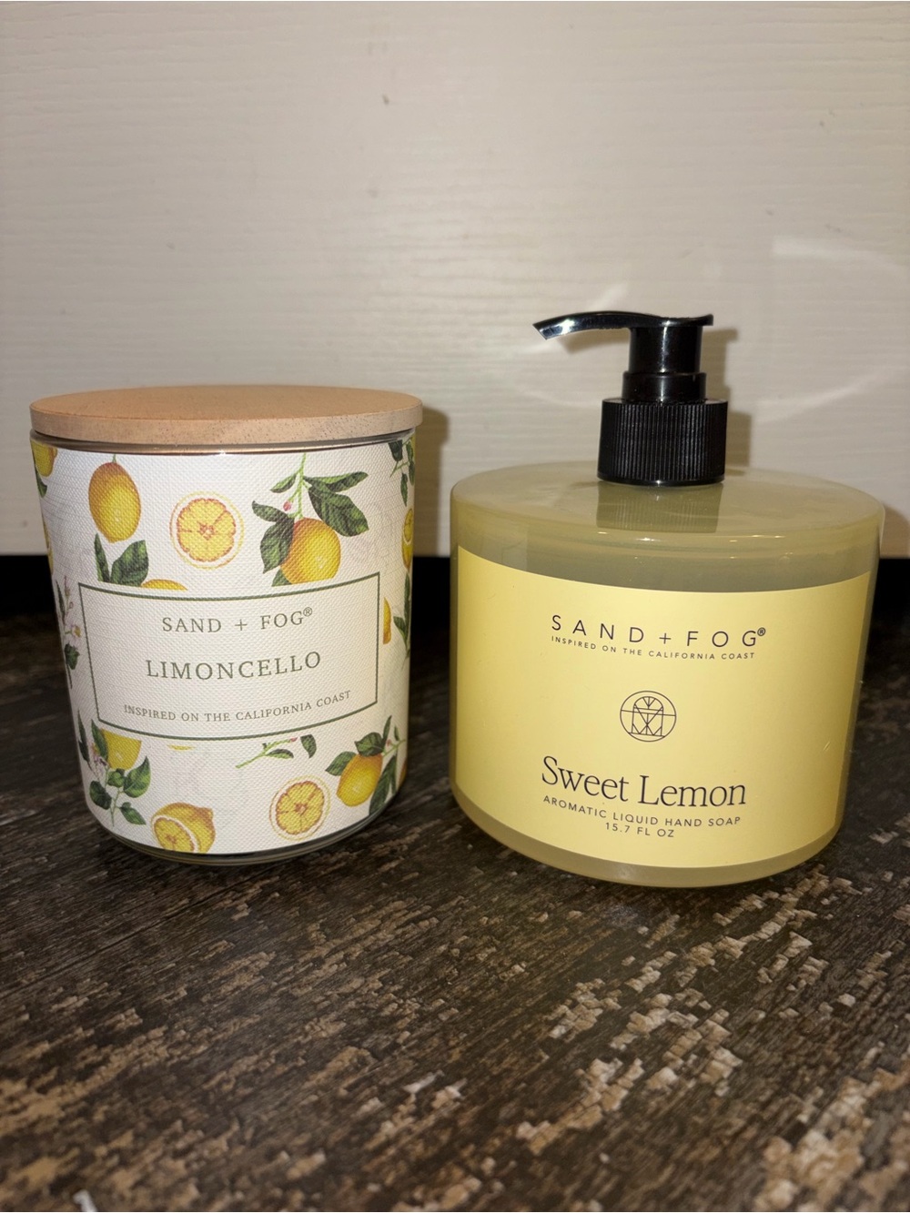 Sand + Fog Sweet Lemon Aromatic Liquid Hand Soap and Limoncello Candle